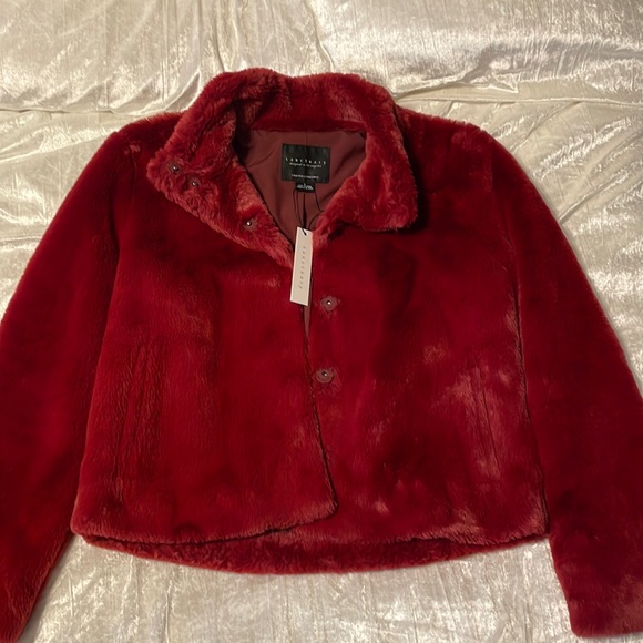 Never worn Sanctuary Bordeaux faux fur jacket size small - Picture 2 of 5